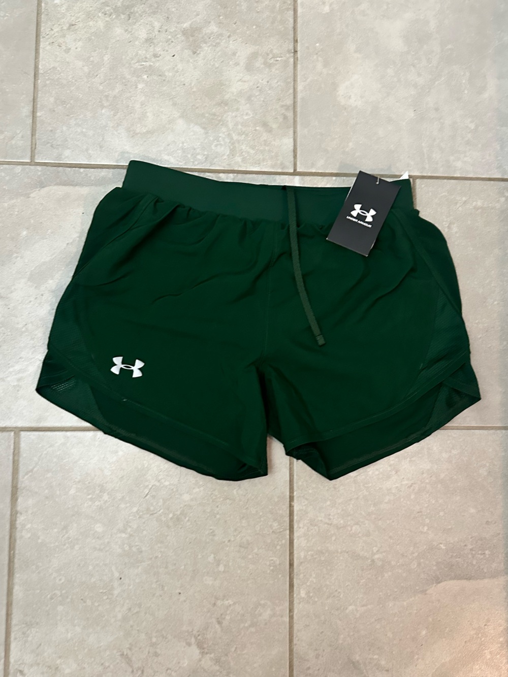 New Women’s Under Armour Forest Green Running Shorts size xs